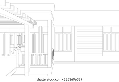 Ilustración en 3D de café y proyecto residencial