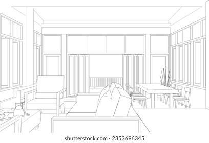 3D illustration of cafe and residential project