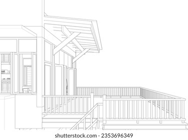 3D illustration of cafe and residential project