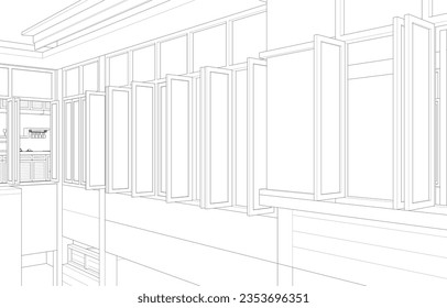 3D illustration of cafe and residential project
