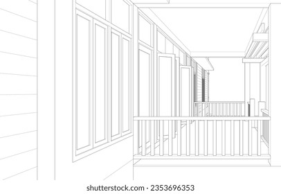 Ilustración en 3D de café y proyecto residencial