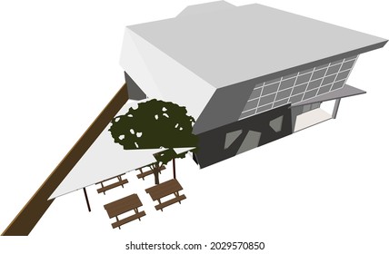 3D illustration of cafeteria project