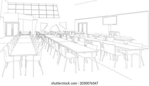 3D-Illustration des Projekts Cafeteria
