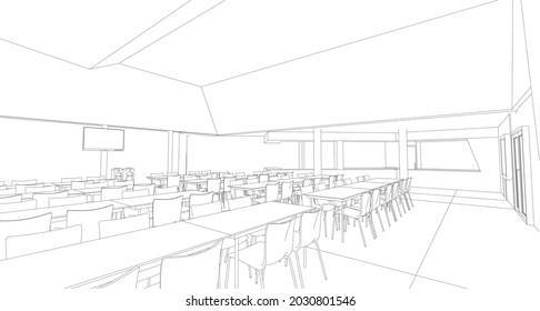 3D illustration of cafeteria project