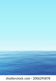 3d illustration. Calm surface of seascape with clear blue sky.