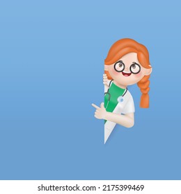 3d illustration cartoon cute doctor woman character. 3d vector cartoon people design.