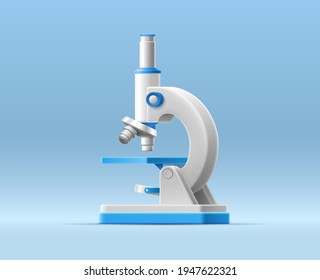 3D illustration and cartoon microscope isolated background for medical design  Realistic vector template  Education technology concept  Vaccine discovery concept  Medical equipment for research 