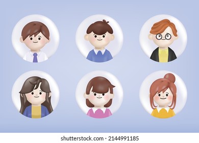 3d illustration cartoon teamwork business people profile image groups. 3d vector cartoon people design.