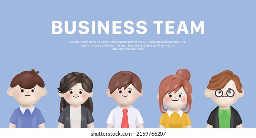 3d illustration cartoon teamwork business people group. 3d vector cartoon people design. Business character teamwork.