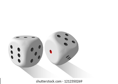 3D Illustration of casino playing cards with white background. Marketing Luxury Jackpot Casino with white dice. Poster poster