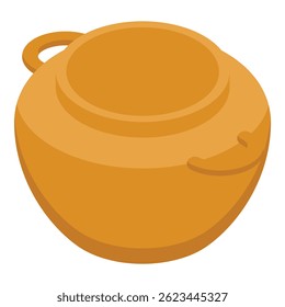 3d illustration of a clay pot with its lid open, revealing an empty interior, rendered in an isometric perspective
