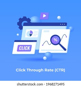 3D illustration of Click through rate concept. Illustration for websites, landing pages, mobile applications, posters and banners.