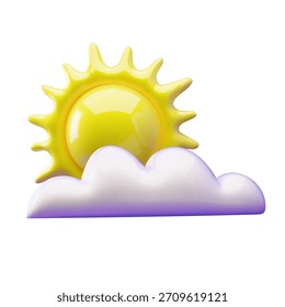 Ilustración 3D de una nube con un sol