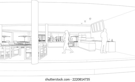 3D illustration of coffee shop