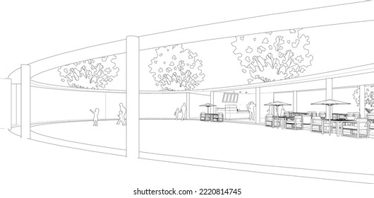 3D illustration of coffee shop