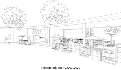 3D illustration of coffee shop