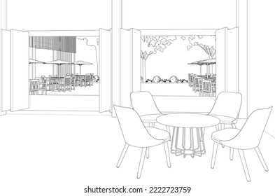 3D illustration of coffee shop