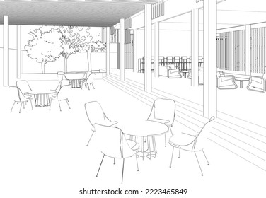 3D illustration of coffee shop