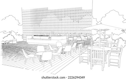 3D illustration of coffee shop