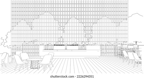 Ilustración 3D de la cafetería