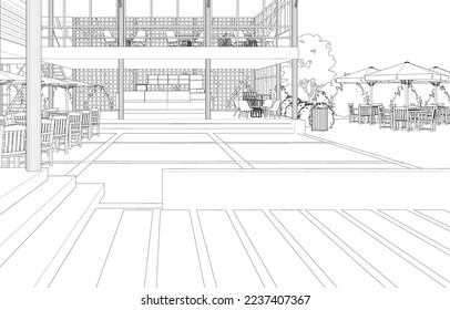 3D illustration of coffee shop