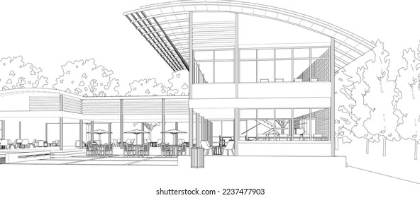 3D illustration of coffee shop