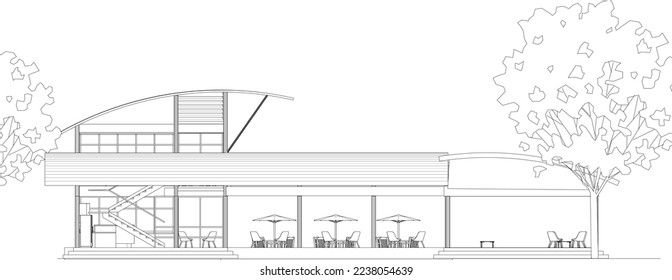 3D illustration of coffee shop