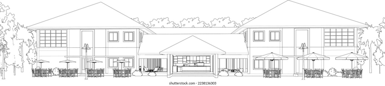 3D illustration of coffee shop
