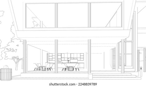 3D illustration of coffee shop