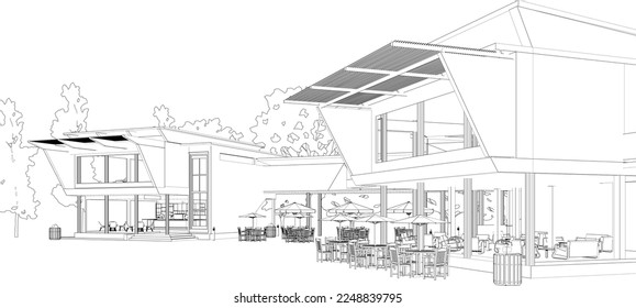3D illustration of coffee shop