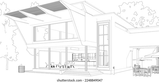 3D illustration of coffee shop