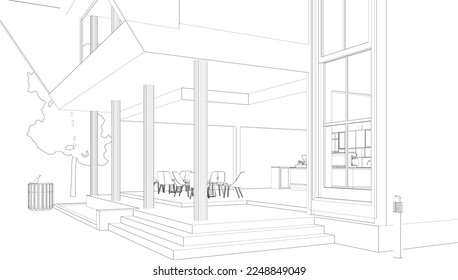 3D illustration of coffee shop