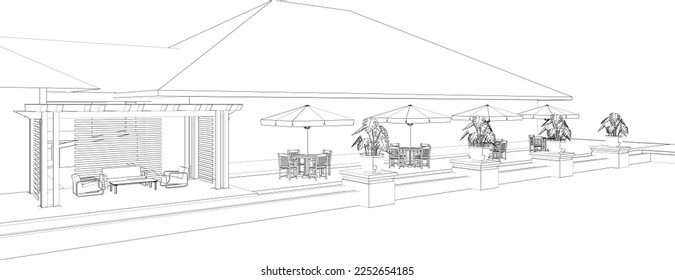 3D illustration of coffee shop