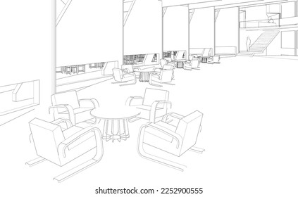 3D illustration of coffee shop