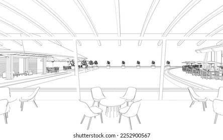 3D illustration of coffee shop