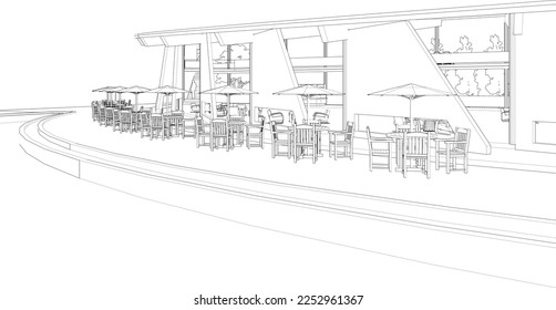 3D illustration of coffee shop