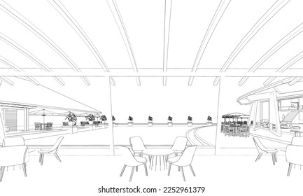 3D illustration of coffee shop