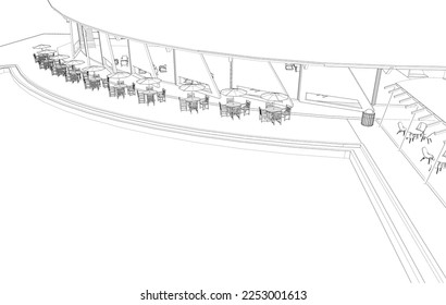 3D illustration of coffee shop