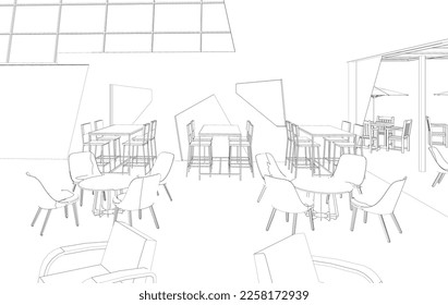 3D illustration of coffee shop