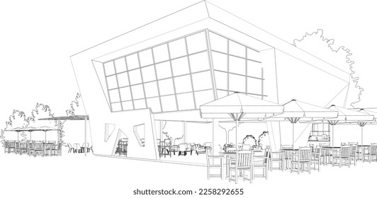 3D illustration of coffee shop