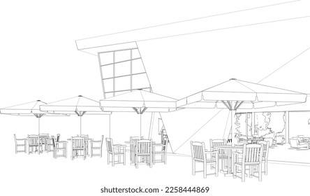 3D illustration of coffee shop