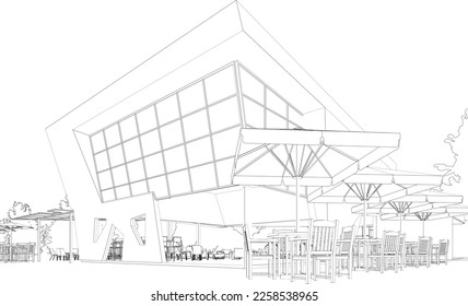 3D illustration of coffee shop