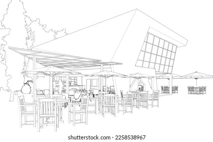 3D illustration of coffee shop