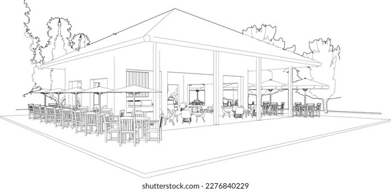 3D illustration of coffee shop