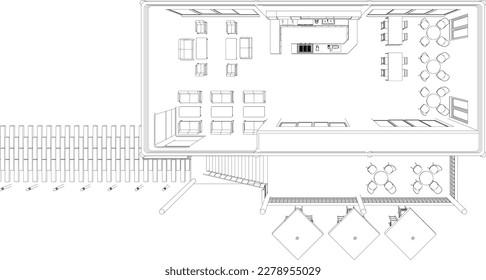 3D illustration of coffee shop