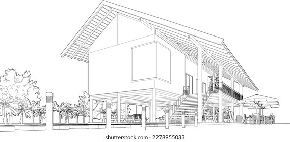 3D illustration of coffee shop