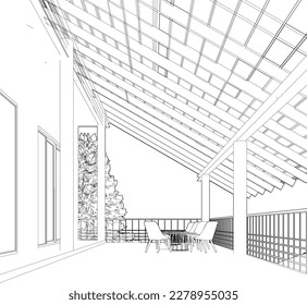 3D illustration of coffee shop