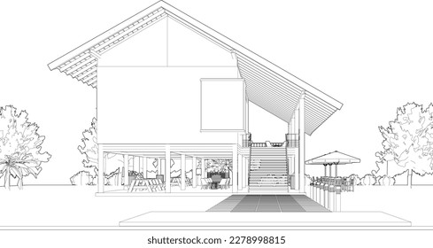 3D illustration of coffee shop