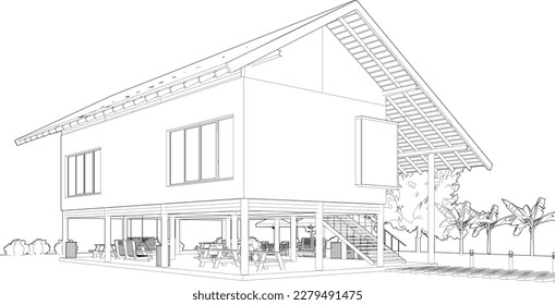 3D illustration of coffee shop