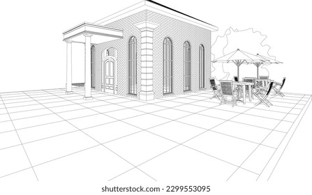 3D illustration of coffee shop